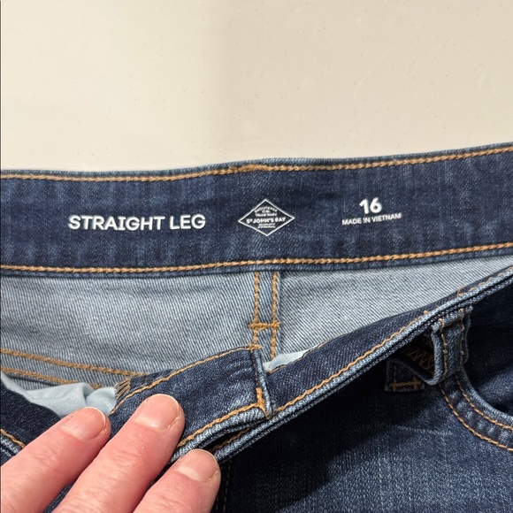 St. John's Bay Women's Straight Leg Jeans - Dark Blue - Picture 4 of 7